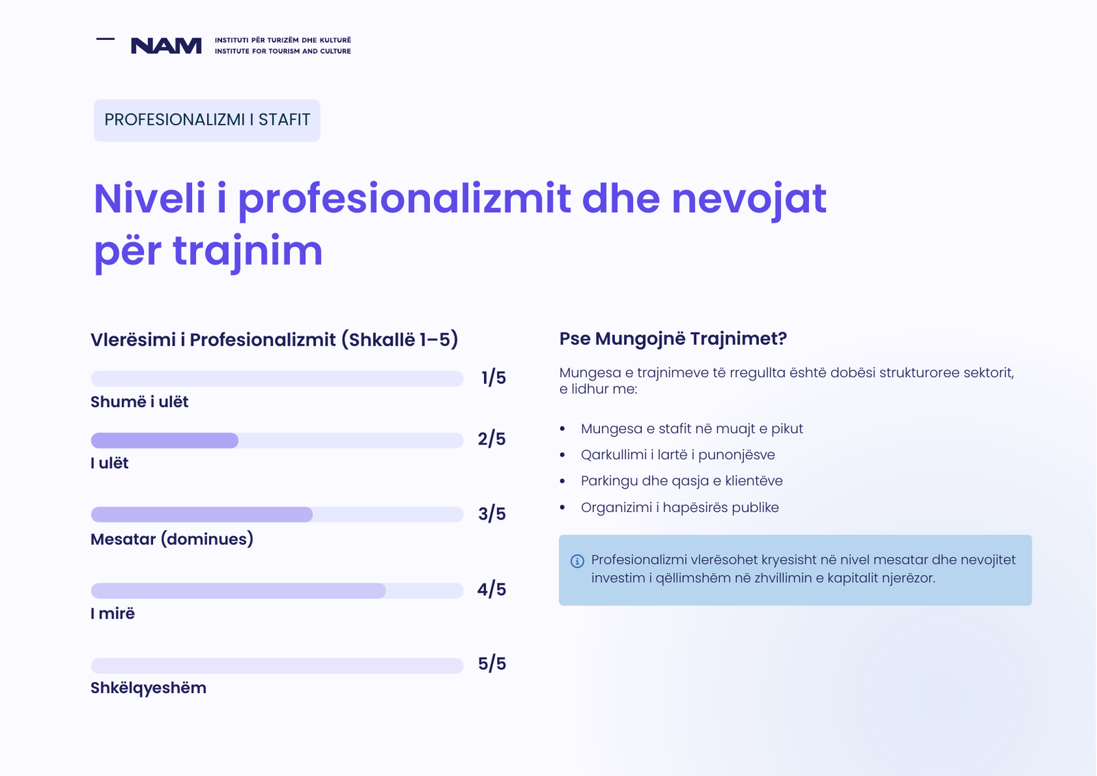 Përmbledhja e hulumtimit: Niveli i profesionalizmit dhe nevojat për trajnim
