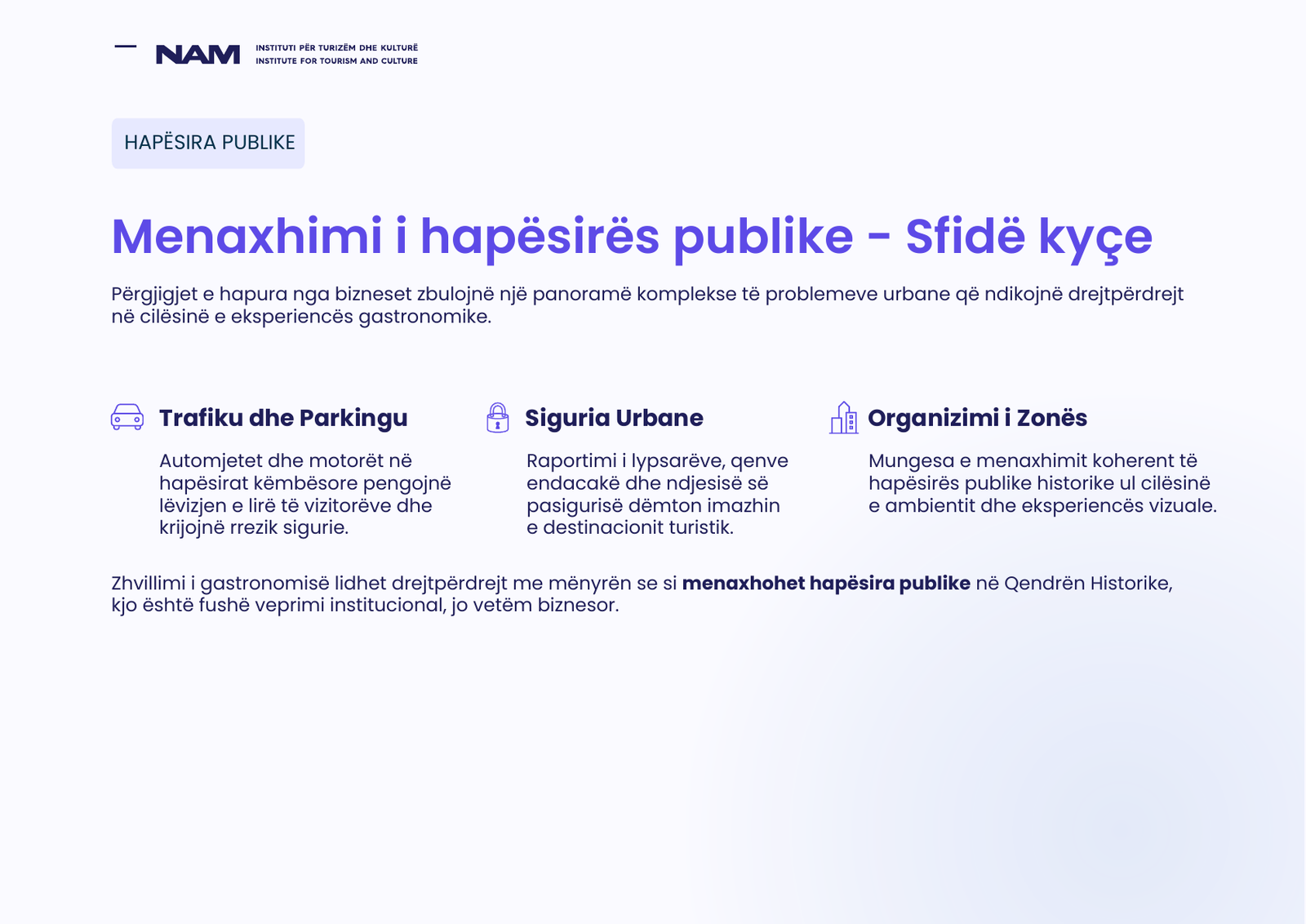 Përmbledhja e hulumtimit: Menaxhimi i hapësirës publike - Sfidë kyçe